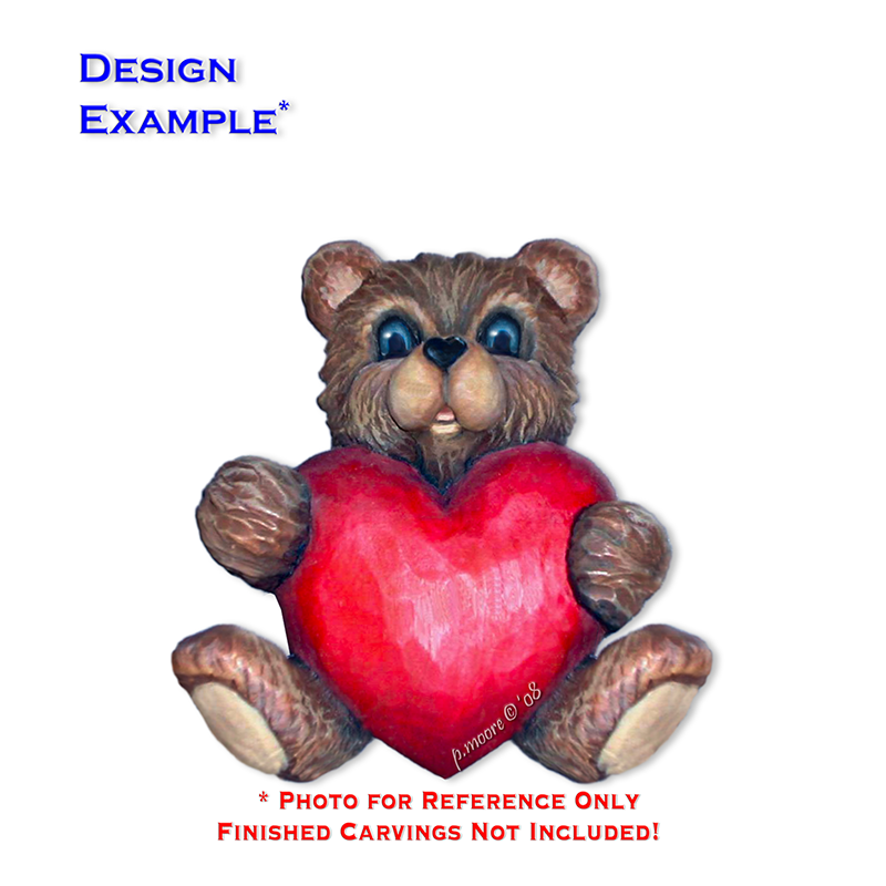 (1-H) TEDDY HEART Ornament Basswood Blank/Cutout