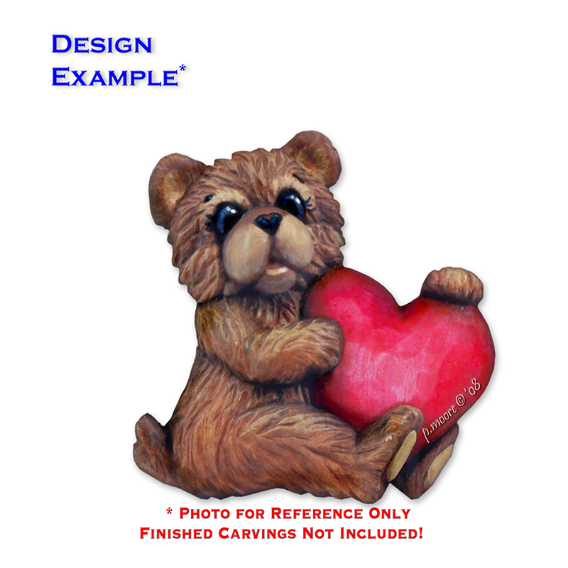 (1-M) TEDDY SIDE HEART Ornament Basswood Blank/Cutout