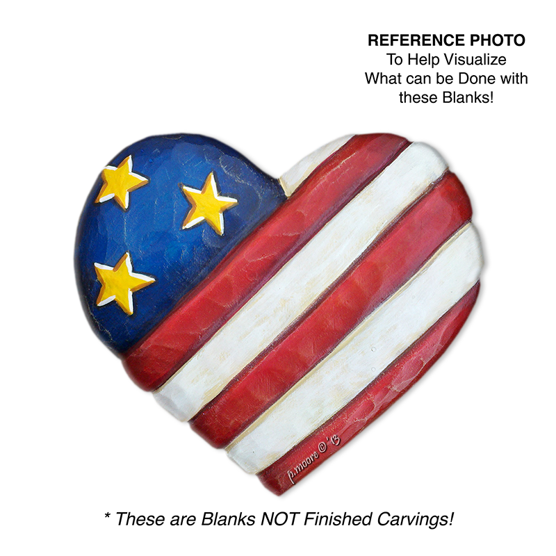 (2-Zf) HEART FLAG Ornament Basswood Blank/Cutout