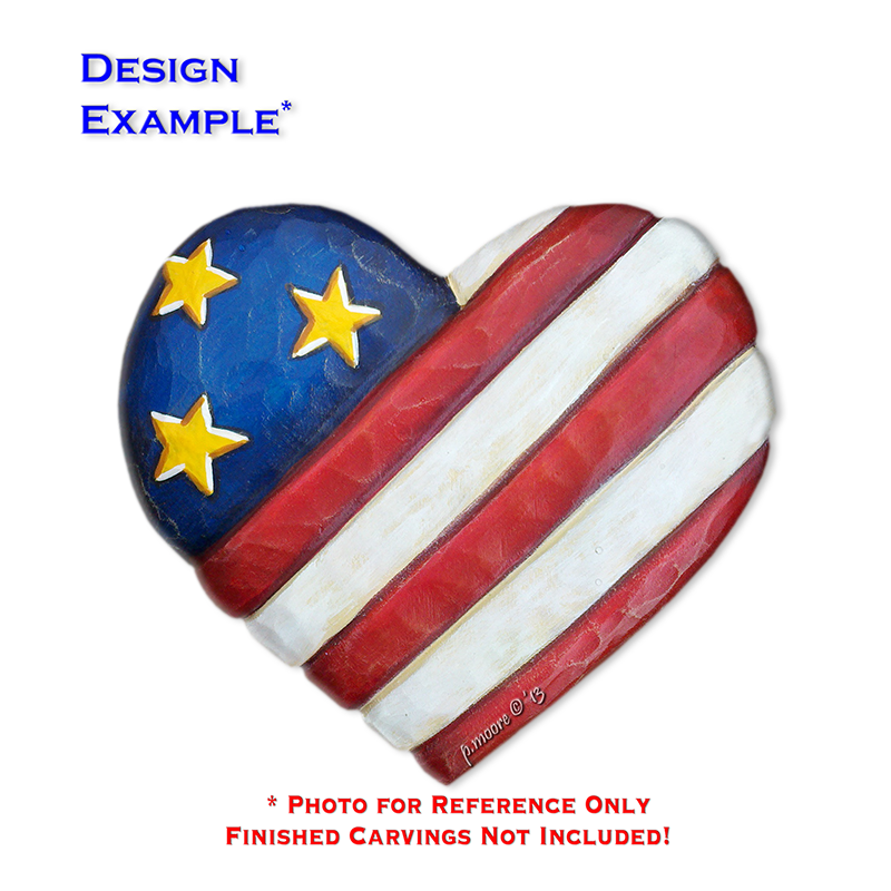 (2-Zf) HEART FLAG Ornament Basswood Blank/Cutout