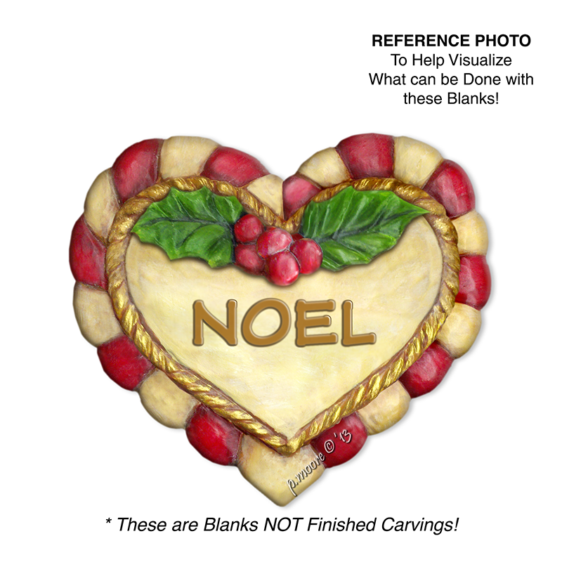 (2-Zi) HEART NOEL Ornament Basswood Blank/Cutout