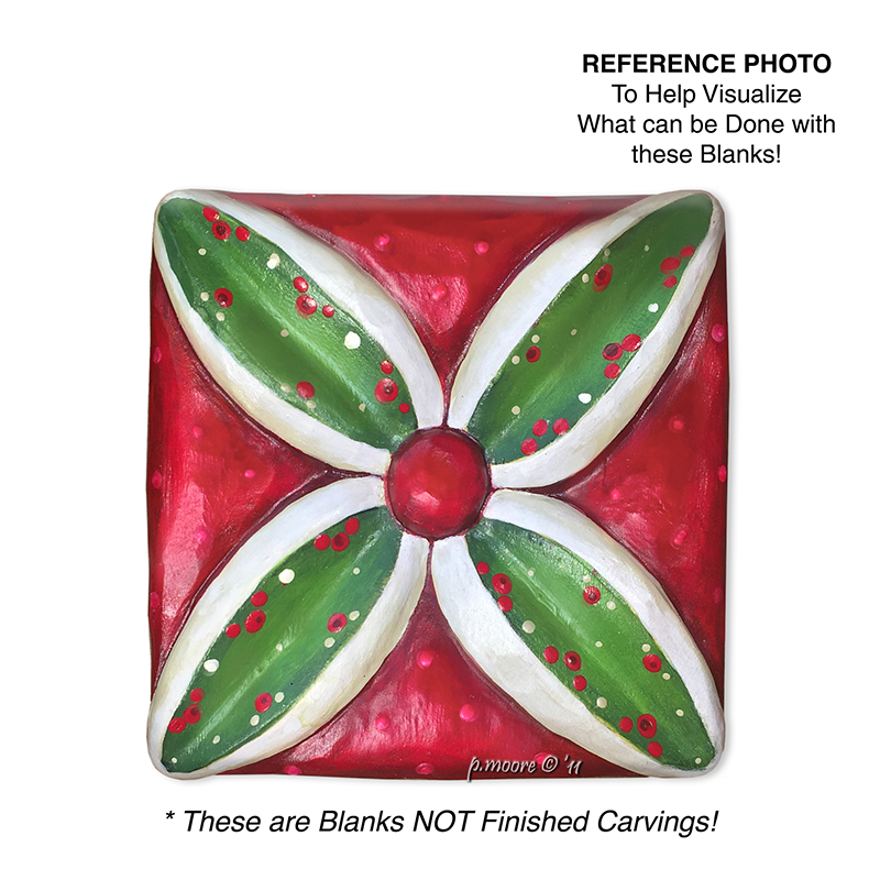 (2-Zq2) QUILT SQUARE FLOWER Ornament Basswood Blank/Cutout