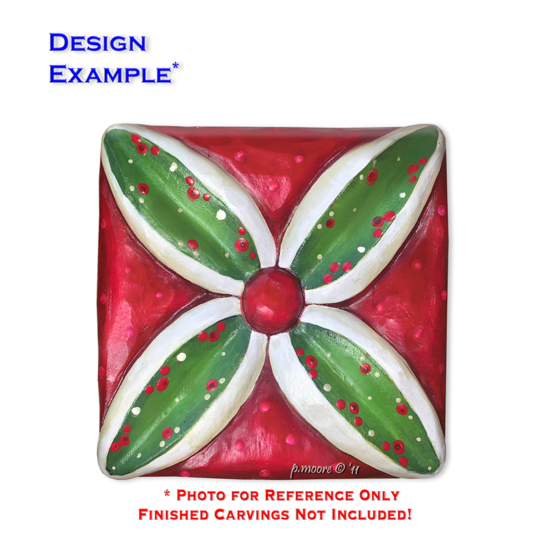 (2-Zq2) QUILT SQUARE FLOWER Ornament Basswood Blank/Cutout