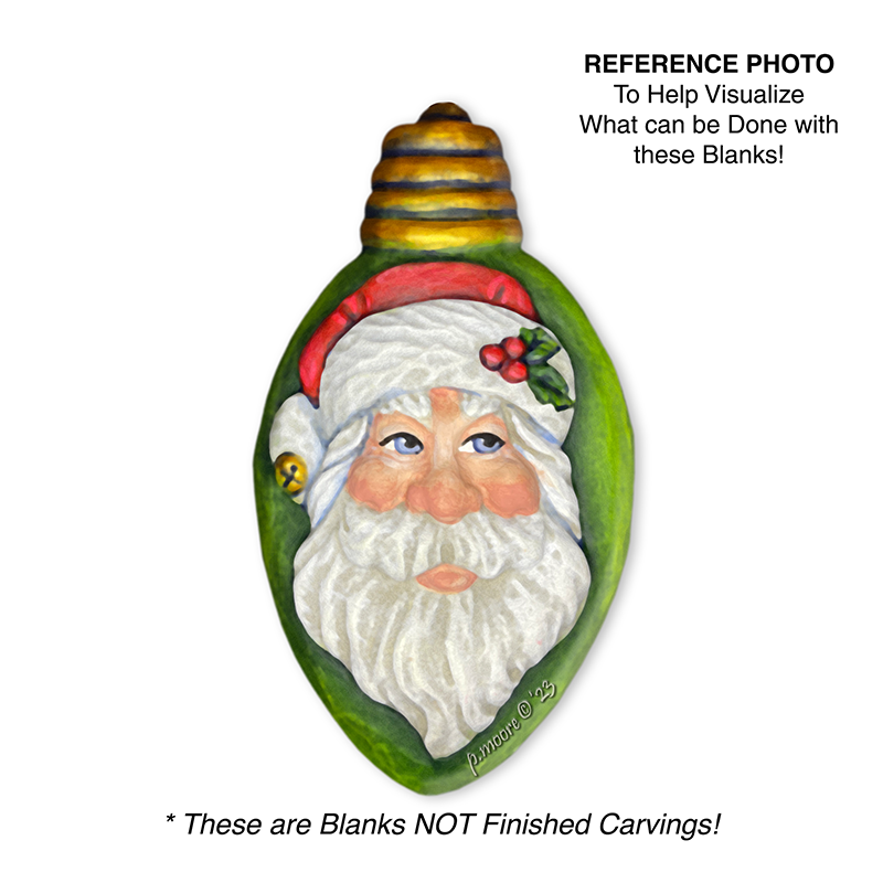 (3-Zz13b) BULB SANTA HAPPY (open) Ornament Basswood Blank/Cutout