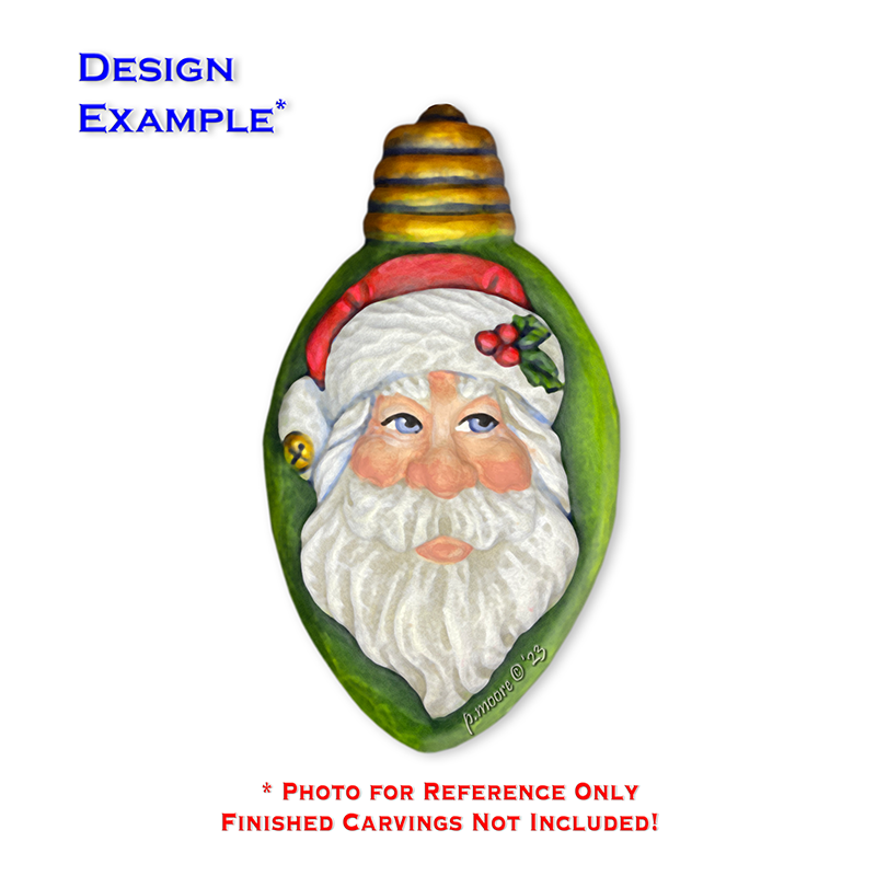 (3-Zz13b) BULB SANTA HAPPY (open) Ornament Basswood Blank/Cutout