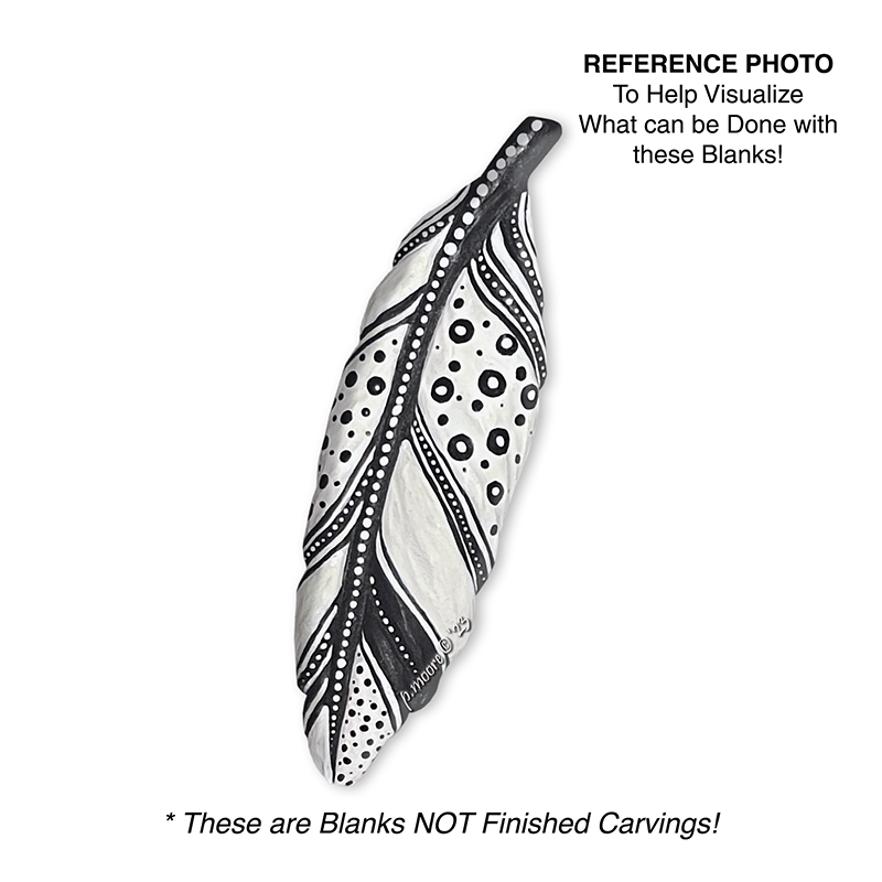 (3-Zz15) FEATHER BLACK & WHITE Ornament Basswood Blank/Cutout