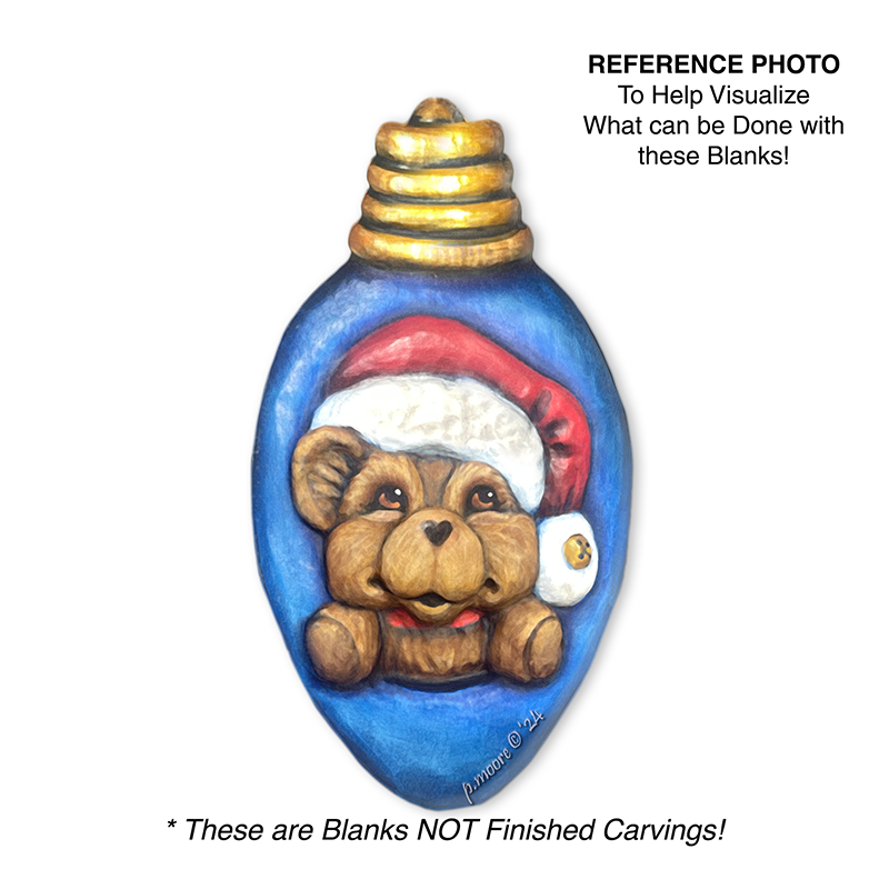 (3-Zz18) BULB TEDDY BEAR Ornament Basswood Blank/Cutout