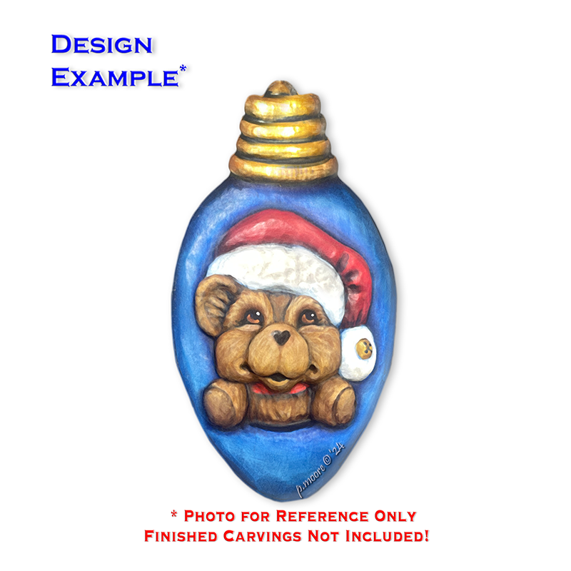 (3-Zz18) BULB TEDDY BEAR Ornament Basswood Blank/Cutout