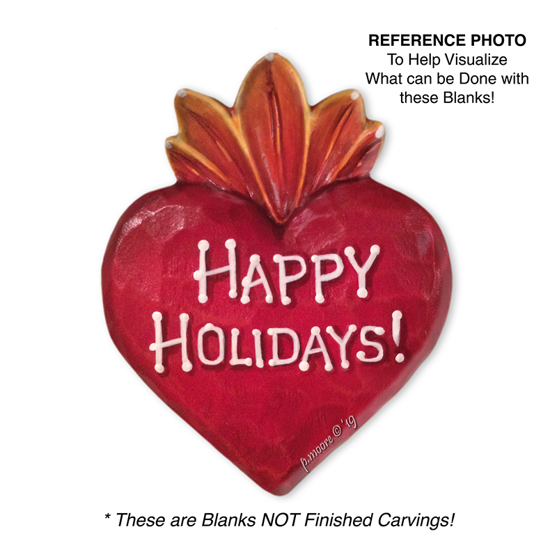 (3-Zz6) HEART FLAME Ornament Basswood Blank/Cutout