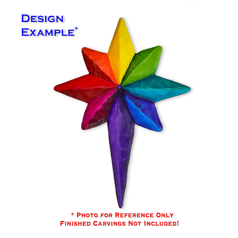 (3-Zz8) STAR LONG TAIL RAINBOW Ornament Basswood Blank/Cutout