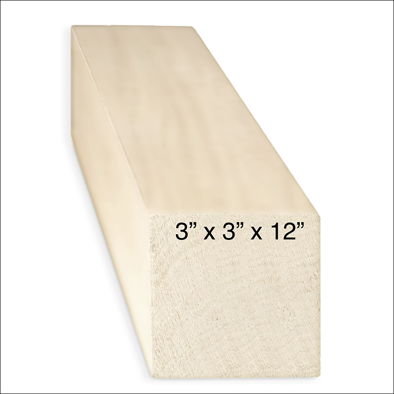 BASSWOOD SQUARES - 3” x 3” x 12” (each)