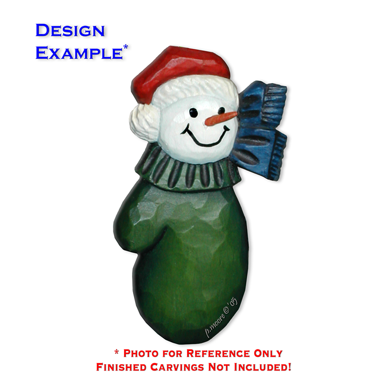 (1-C) SNOWMAN MITTEN Ornament Basswood Blank/Cutout