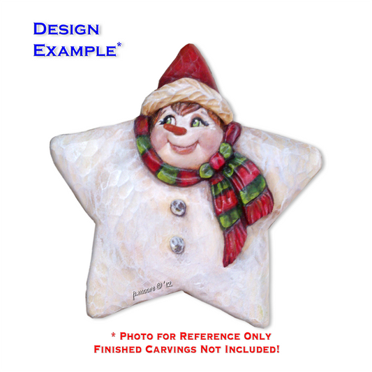 (2-Ze) STAR SNOWMAN Ornament Basswood Blank/Cutout