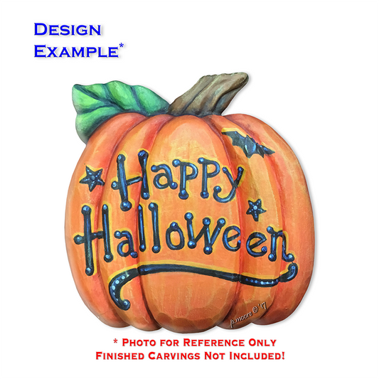 (5-Zh7)  HAPPY HALLOWEEN PUMPKIN Ornament Basswood Blank/Cutout