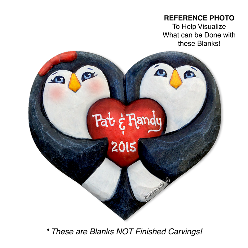 (2-Zr) HEART PENGUIN PAIR Ornament Basswood Blank/Cutout
