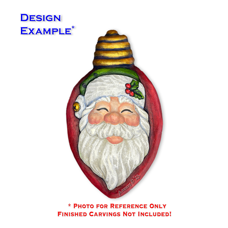 (3-Zz13a) BULB SANTA HAPPY SQUINT Ornament Basswood Blank/Cutout