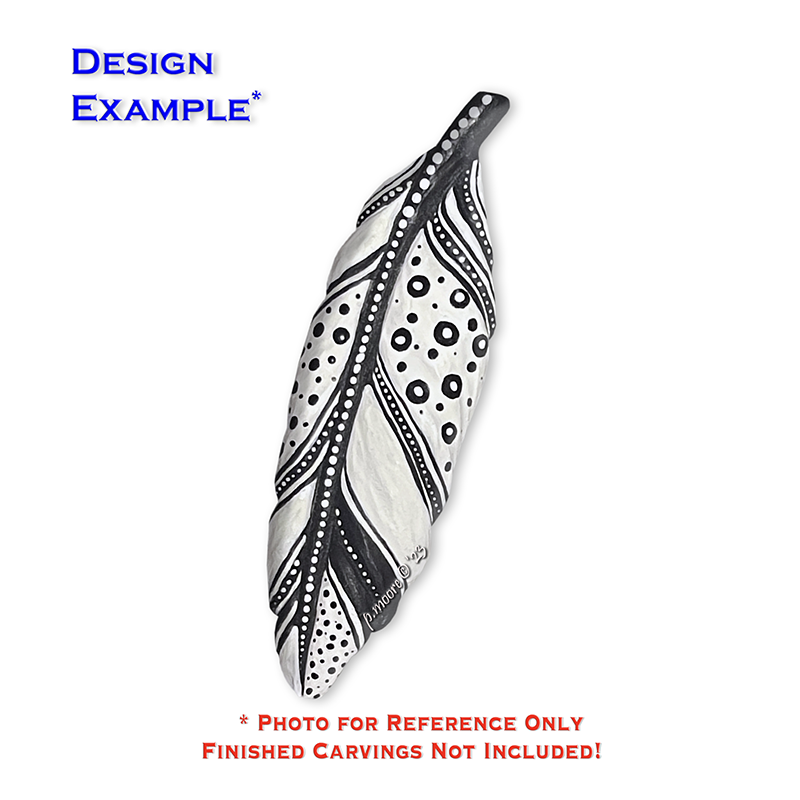 (3-Zz15) FEATHER BLACK & WHITE Ornament Basswood Blank/Cutout